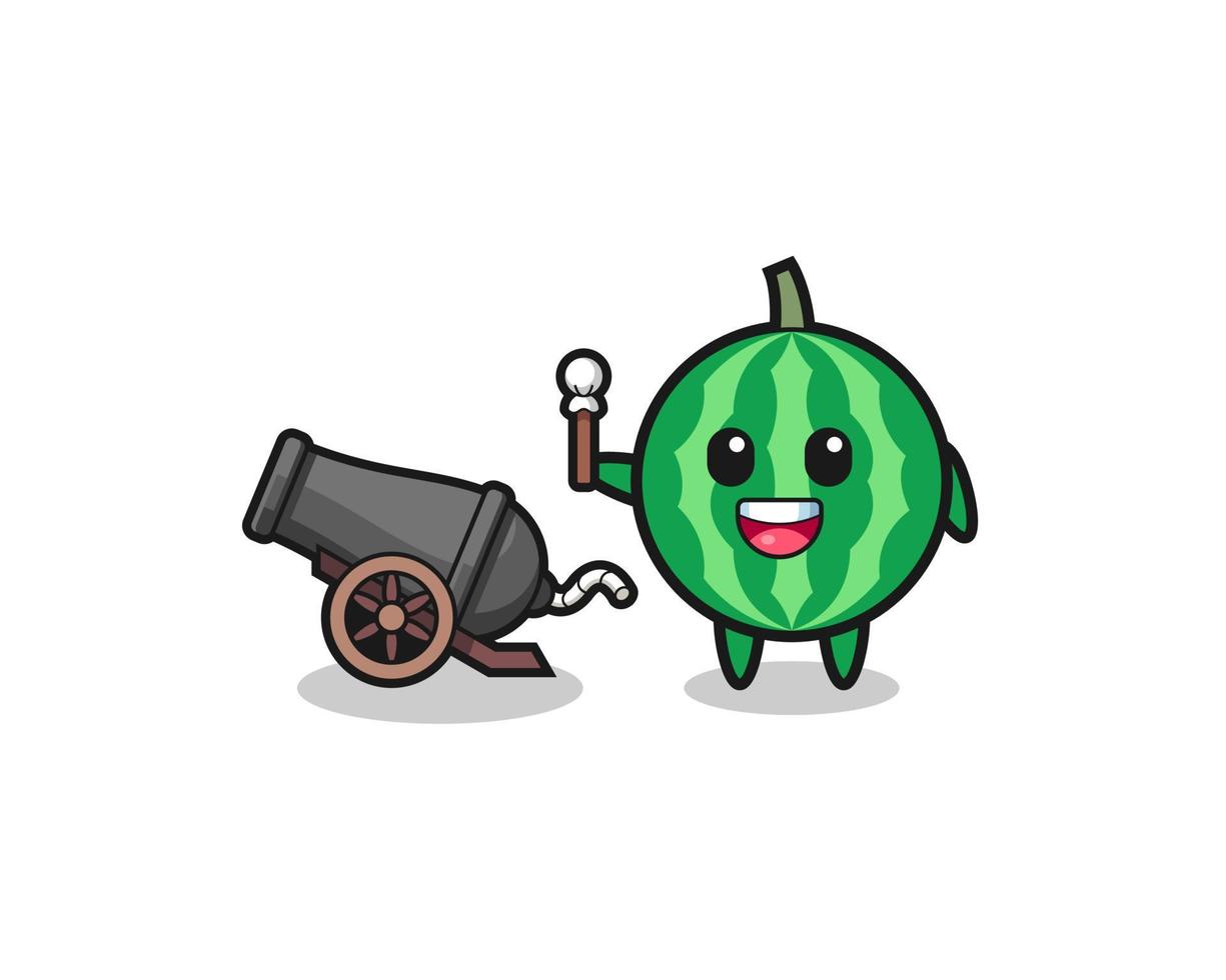 cute watermelon shoot using cannon vector