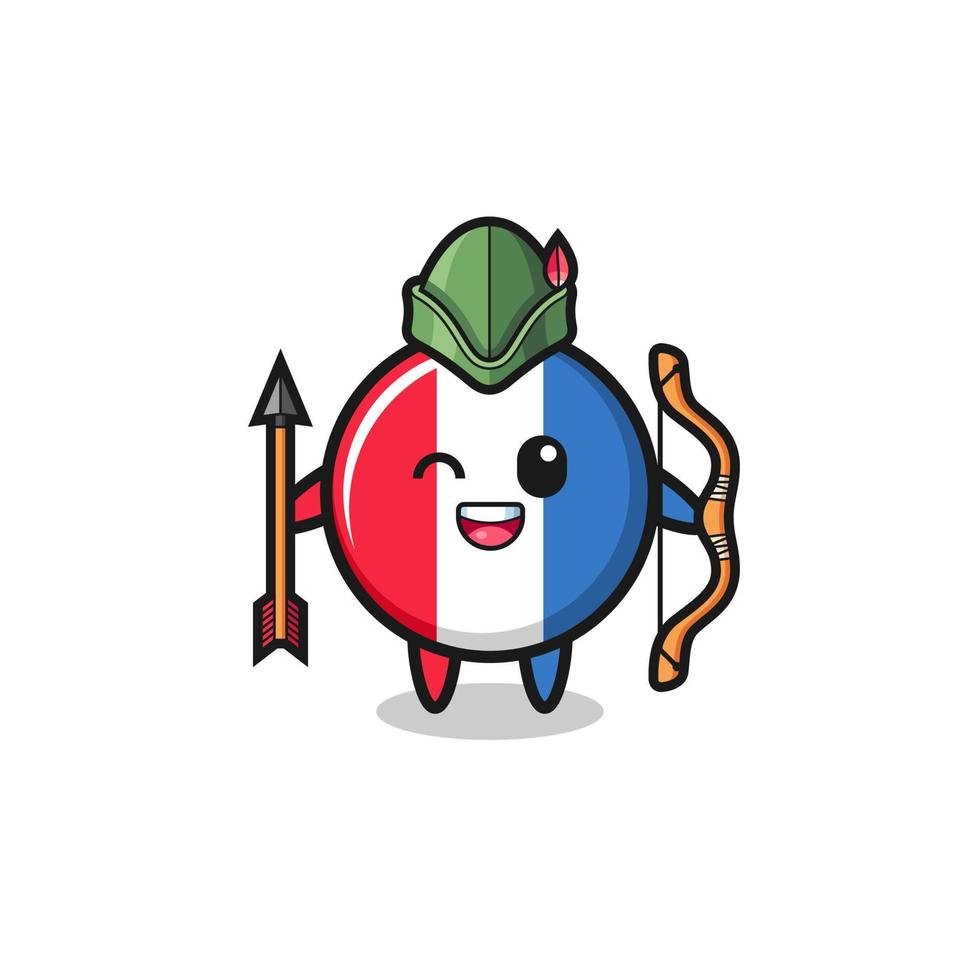 france flag cartoon as medieval archer mascot vector