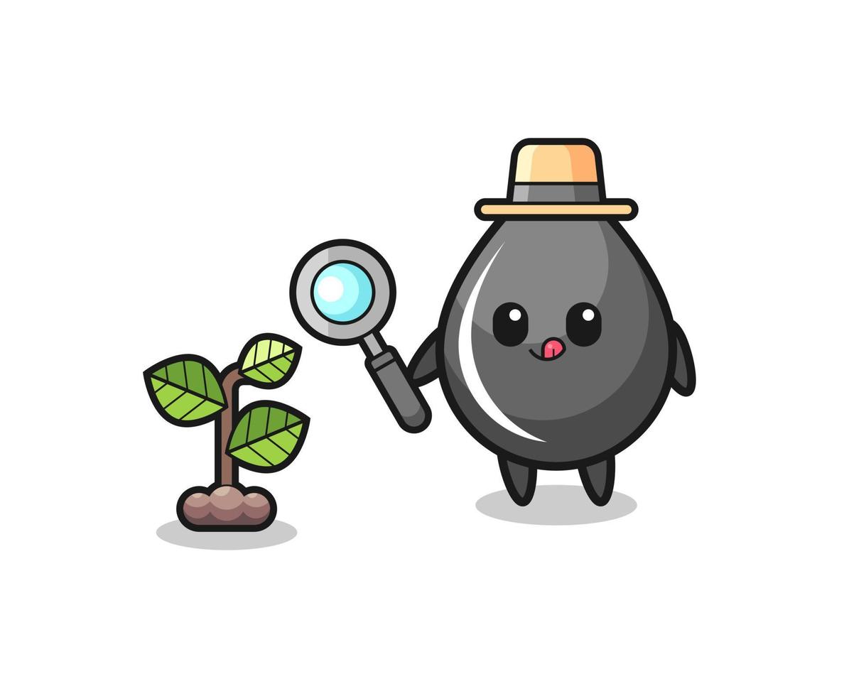 cute oil drop herbalist researching a plants vector