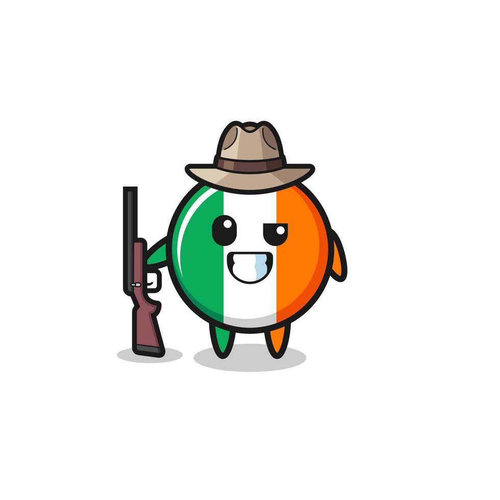 ireland flag hunter mascot holding a gun vector