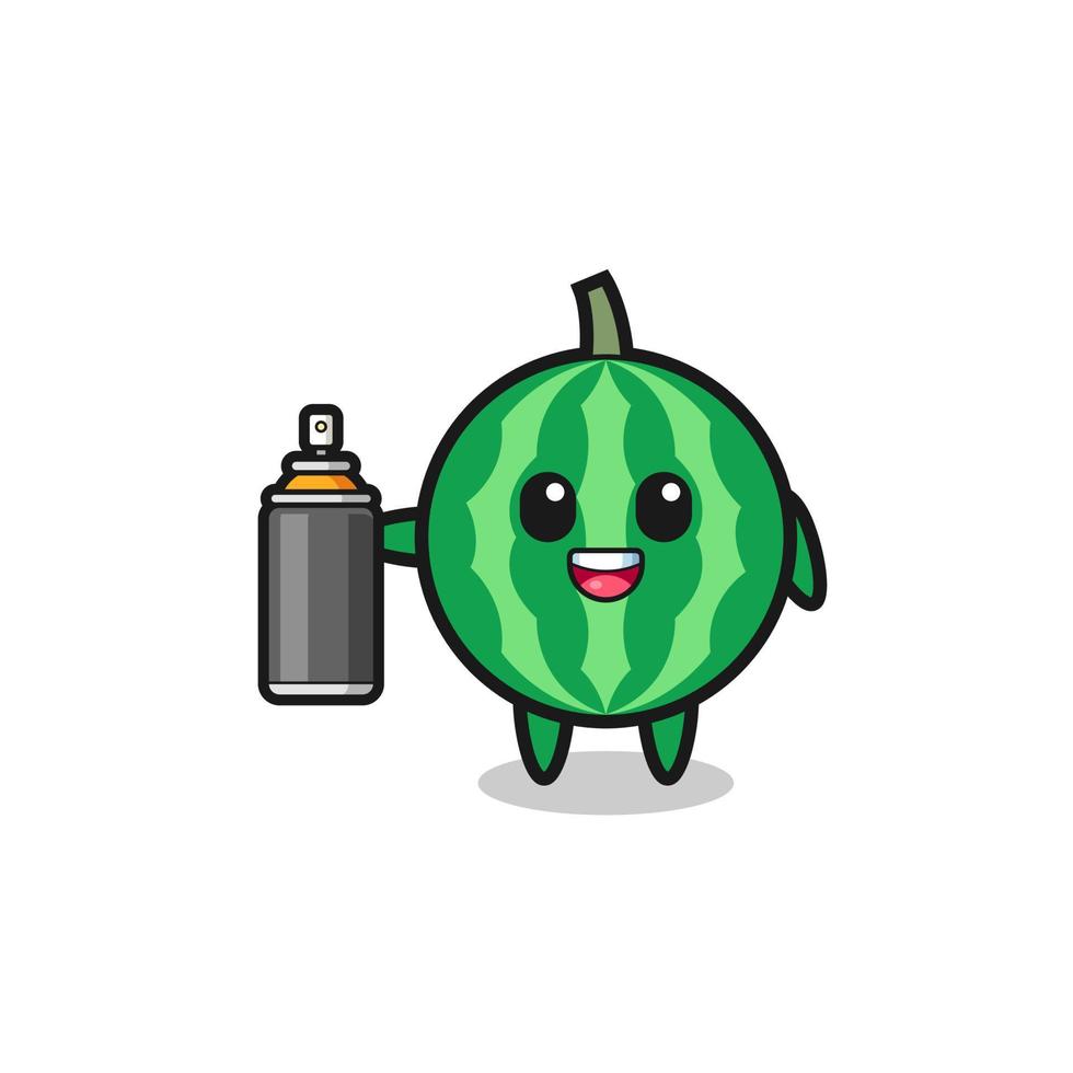 the cute watermelon as a graffiti bomber vector