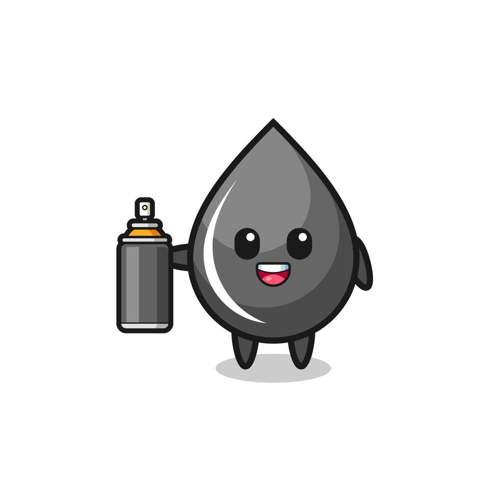 the cute oil drop as a graffiti bomber vector