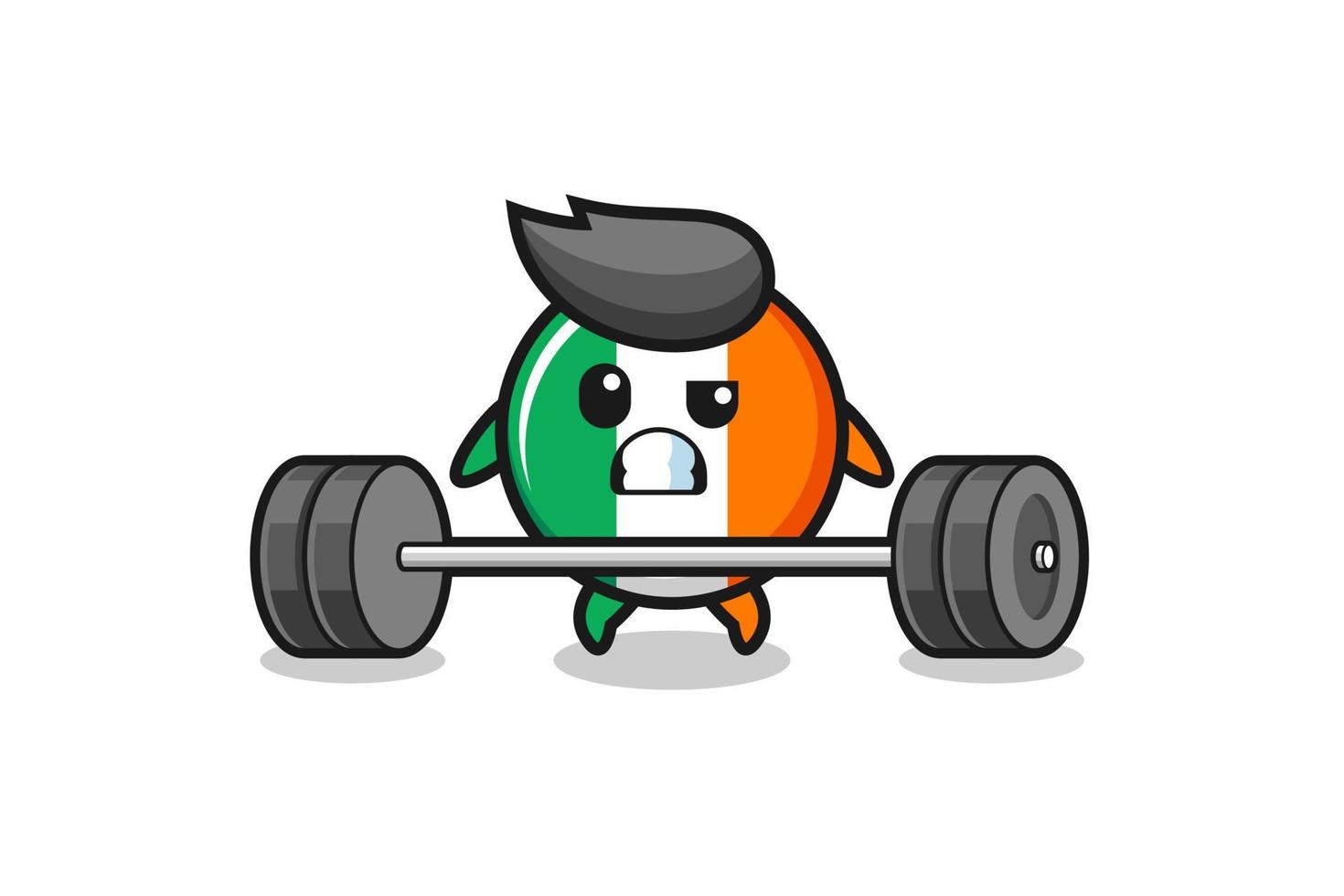 cartoon of ireland flag lifting a barbell vector