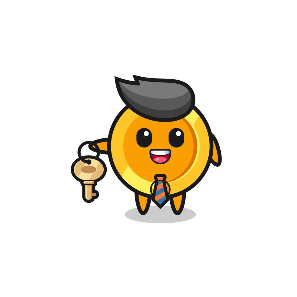 cute dollar coin as a real estate agent mascot vector