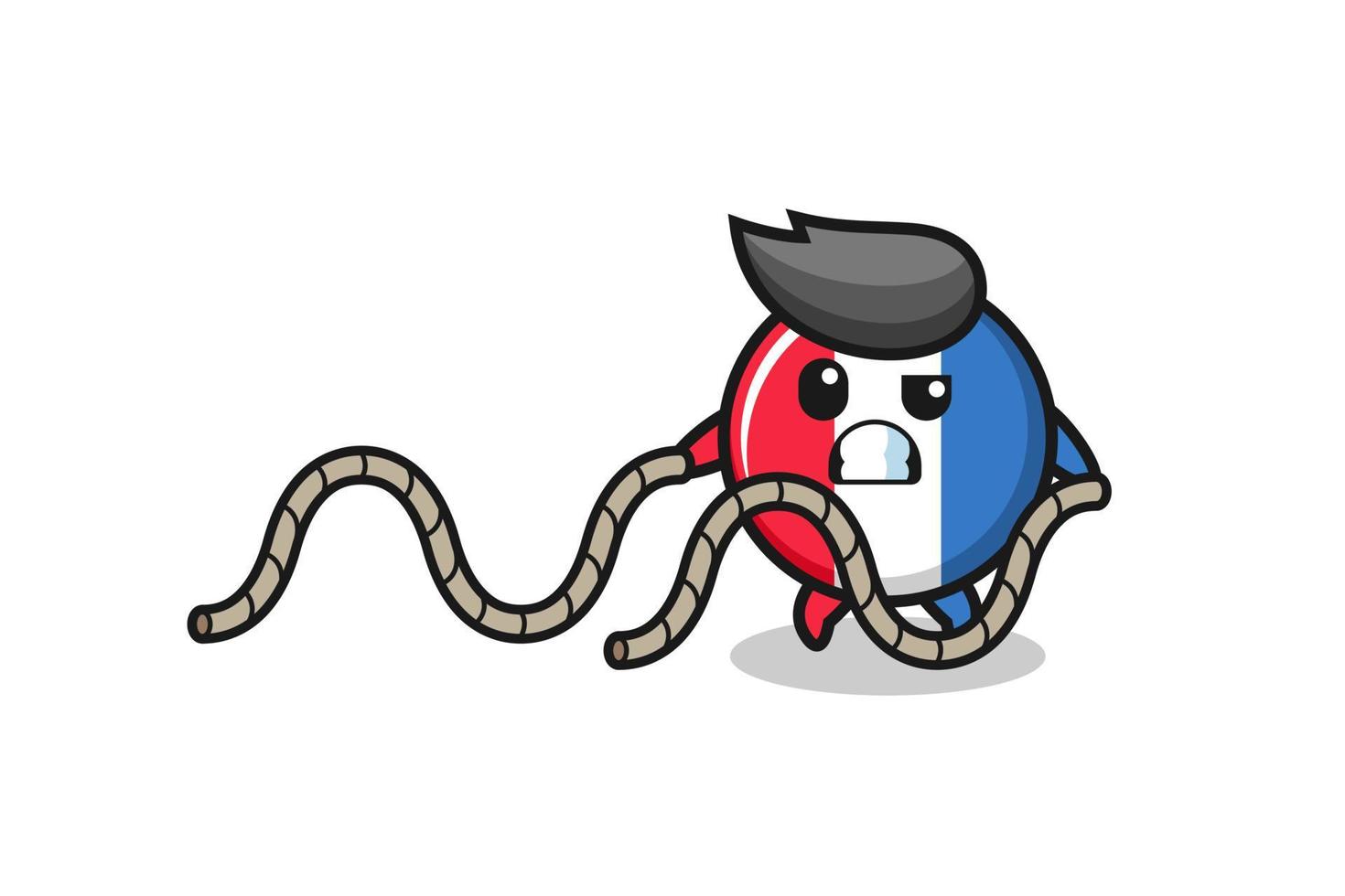 illustration of france flag doing battle rope workout vector