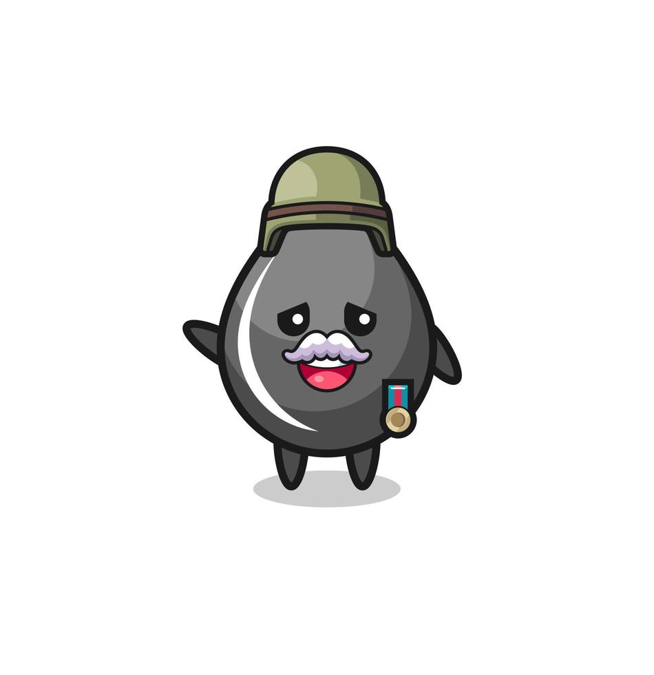 cute oil drop as veteran cartoon vector