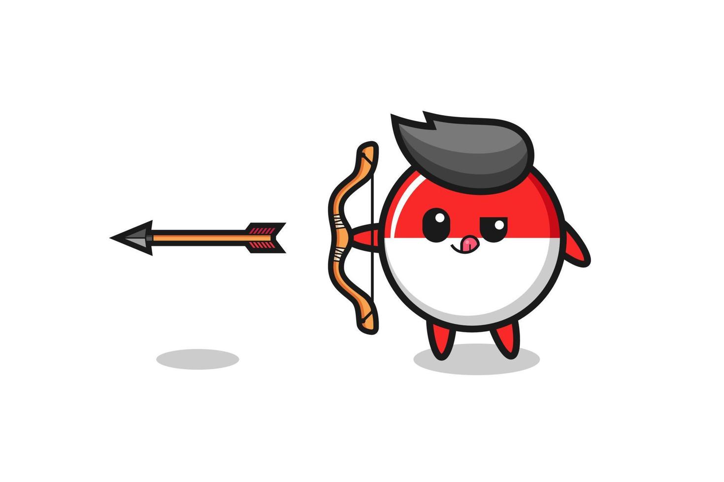 illustration of indonesia flag character doing archery vector