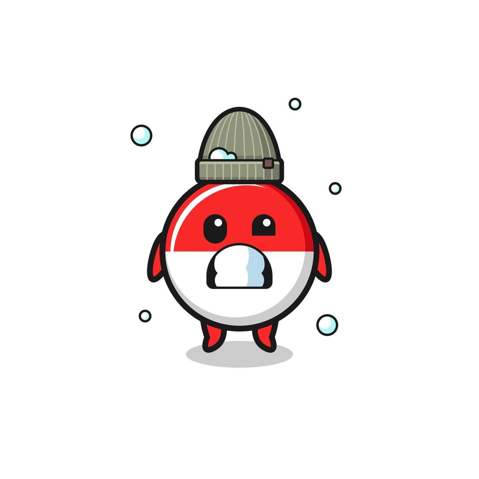 cute cartoon indonesia flag with shivering expression vector