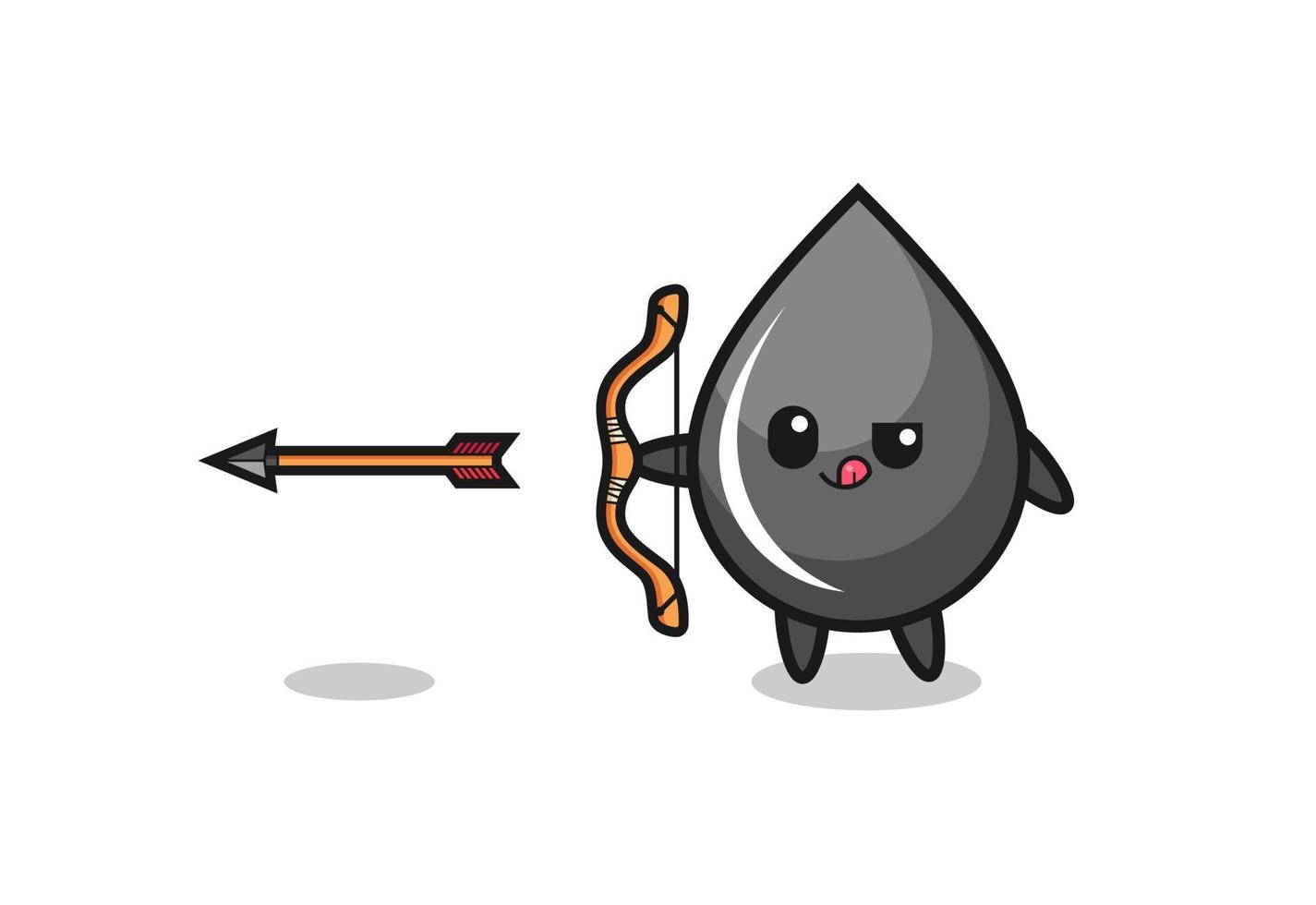 illustration of oil drop character doing archery vector