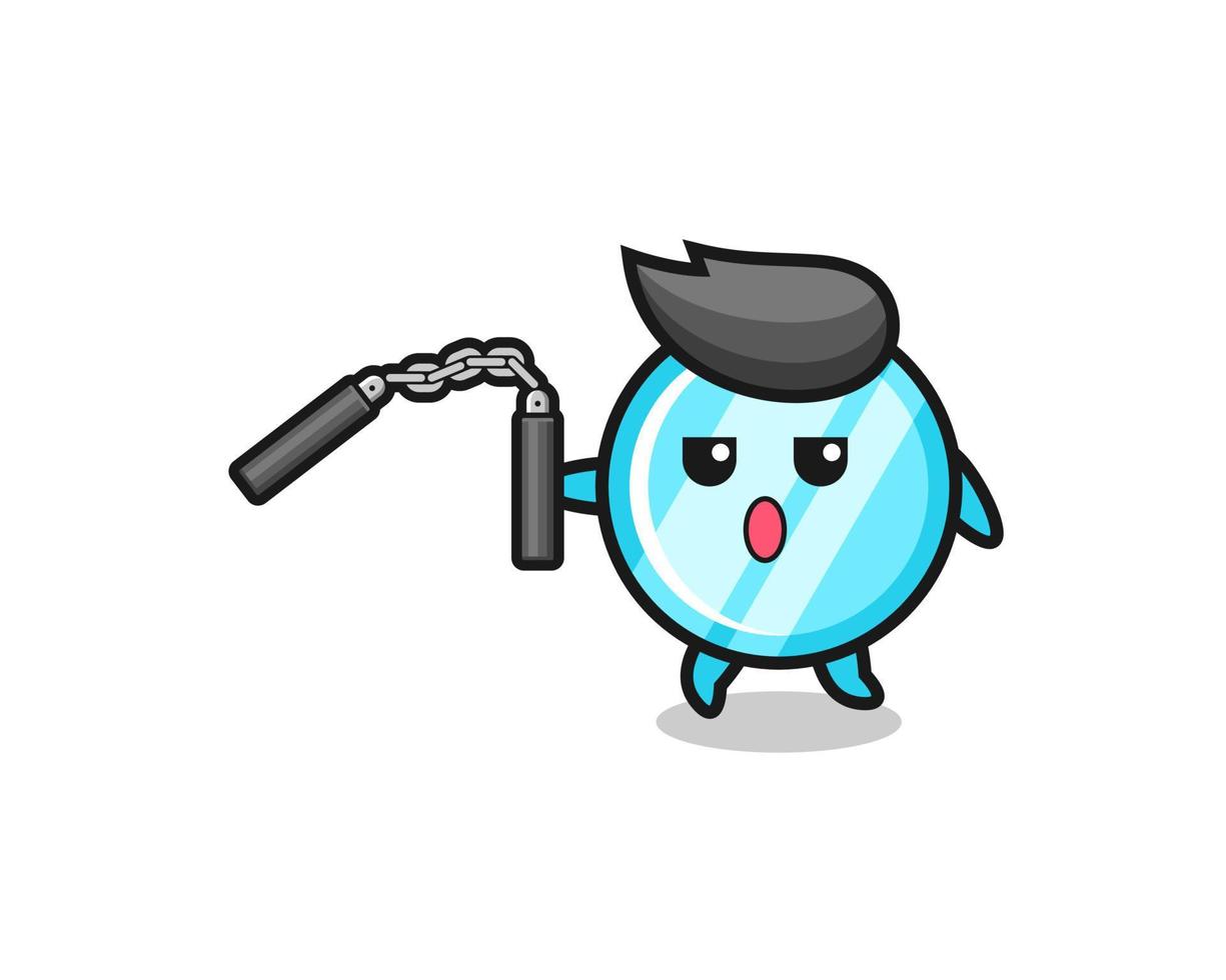 cartoon of mirror using nunchaku vector