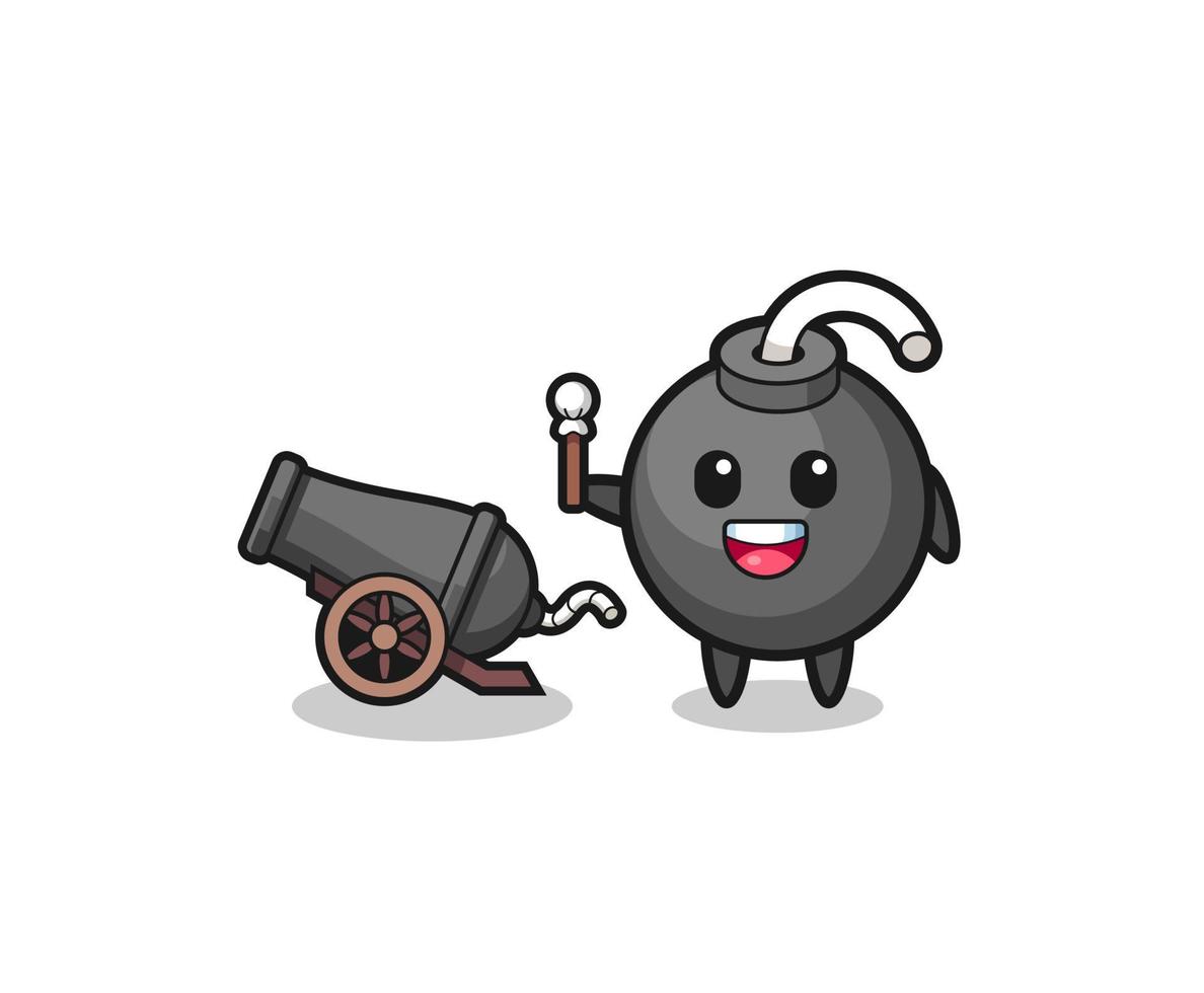 cute bomb shoot using cannon vector