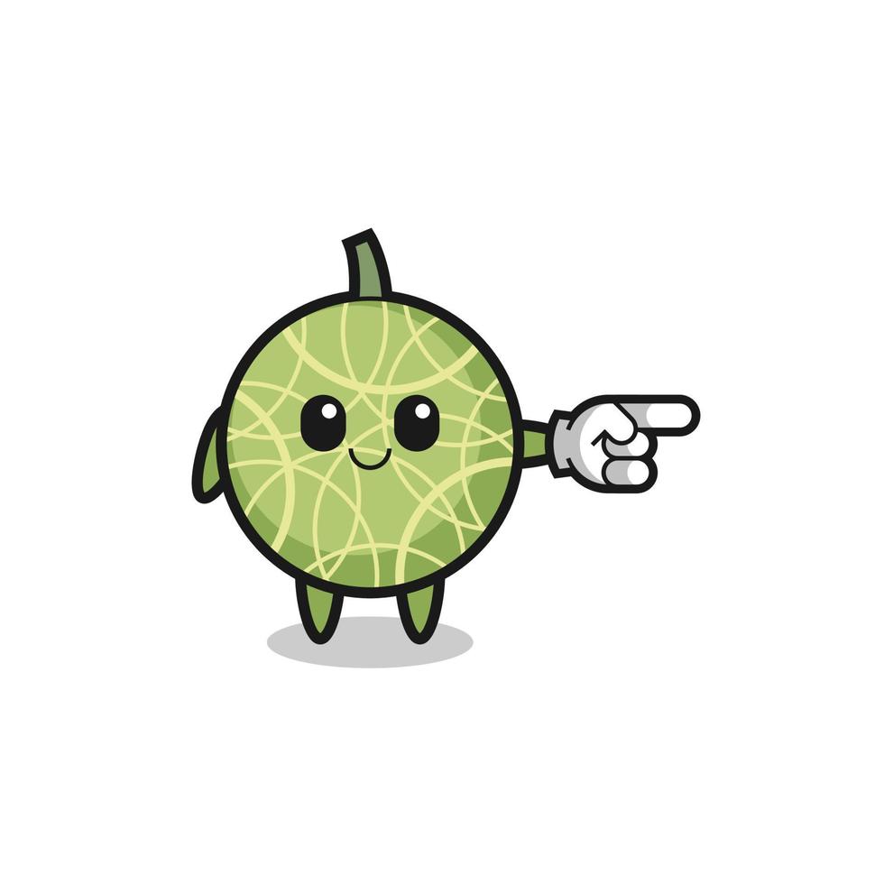 Mascota de melón con gesto hacia la derecha vector