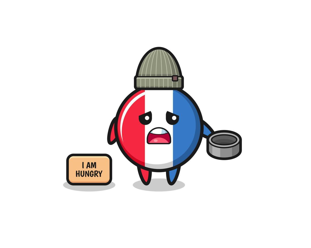 cute france flag beggar cartoon character vector