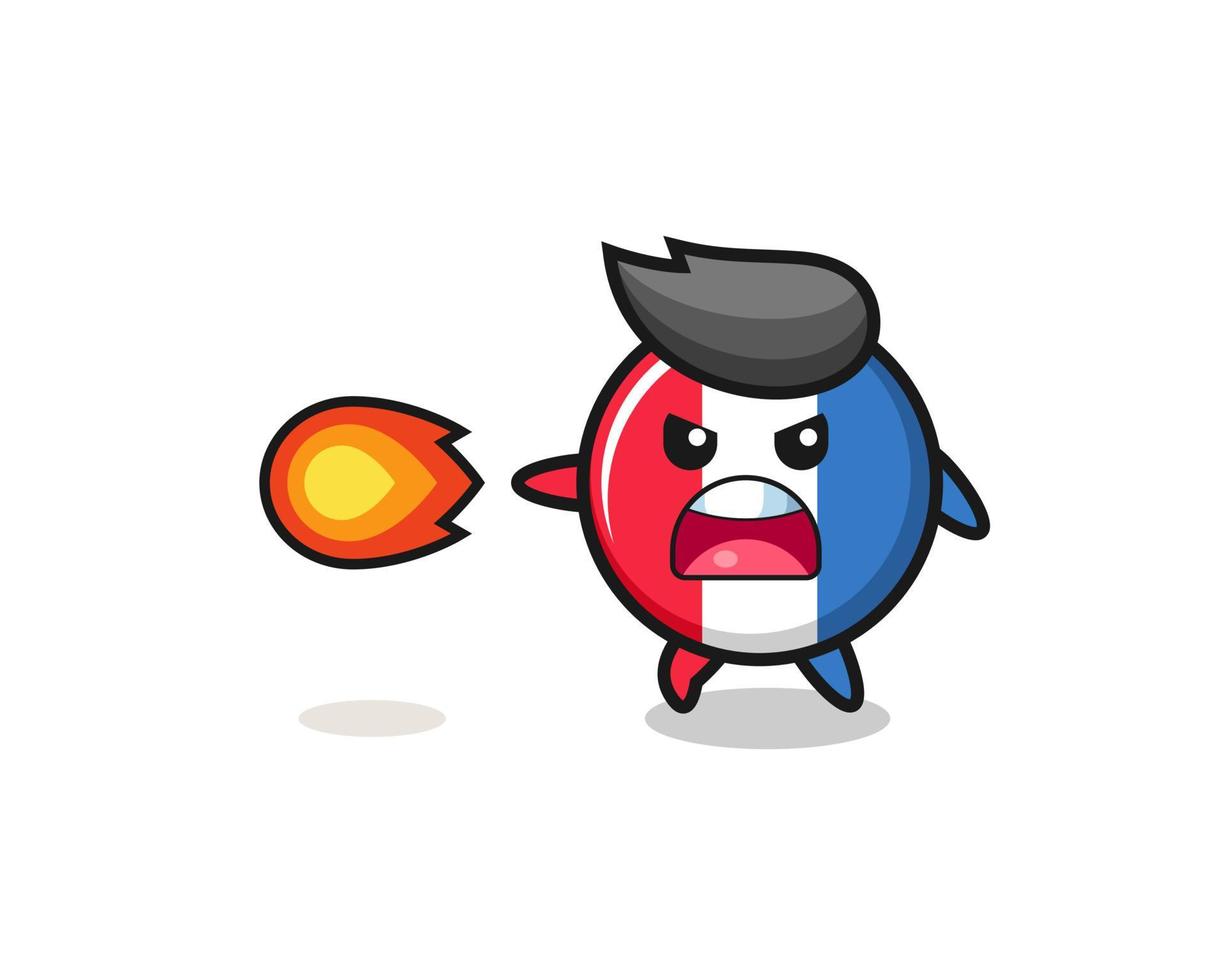 cute france flag mascot is shooting fire power vector