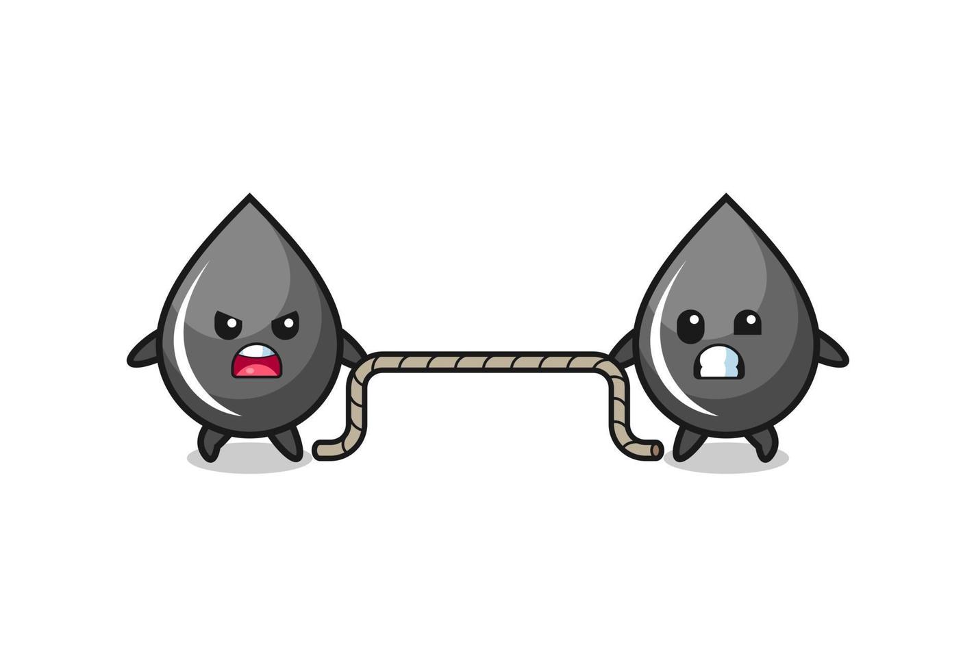 cute oil drop character is playing tug of war game vector