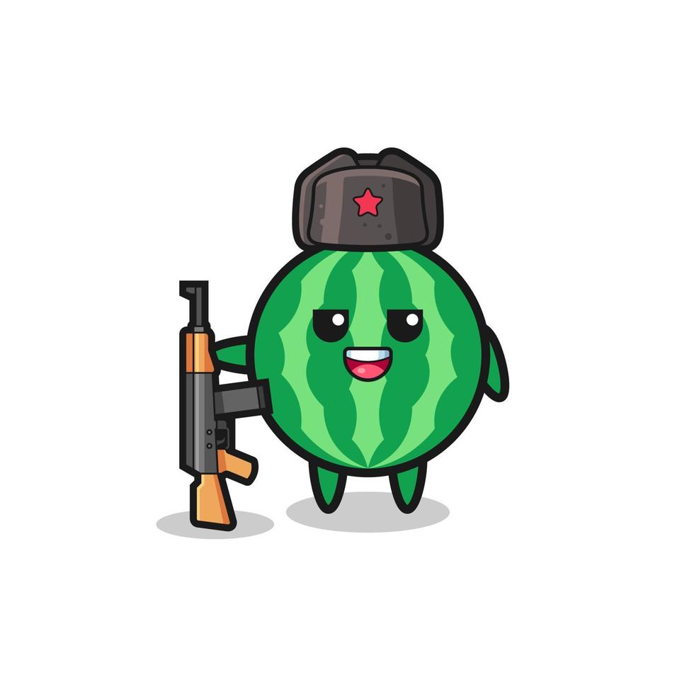 cute watermelon cartoon as Russian army vector