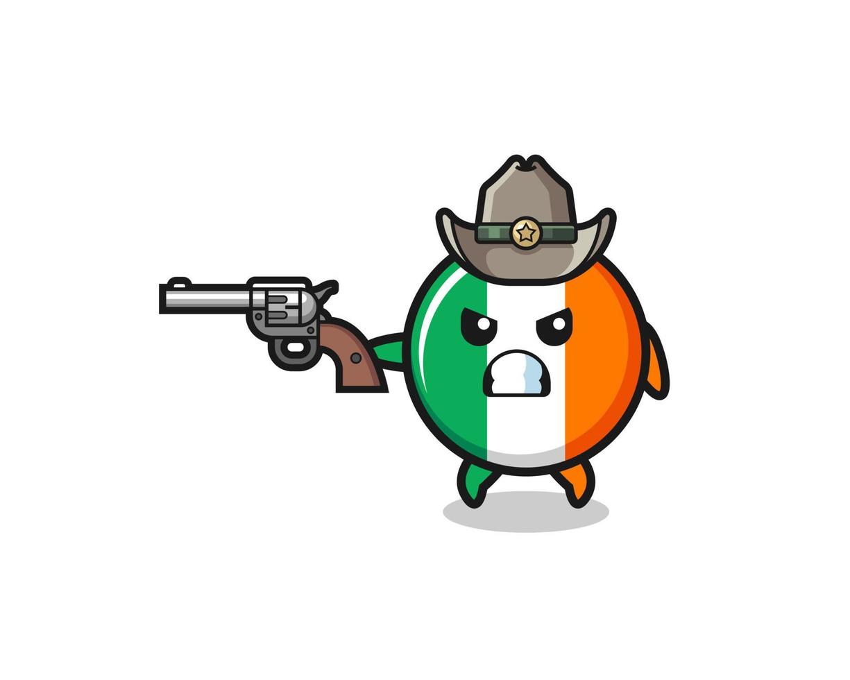 el vaquero de la bandera de irlanda disparando con una pistola vector