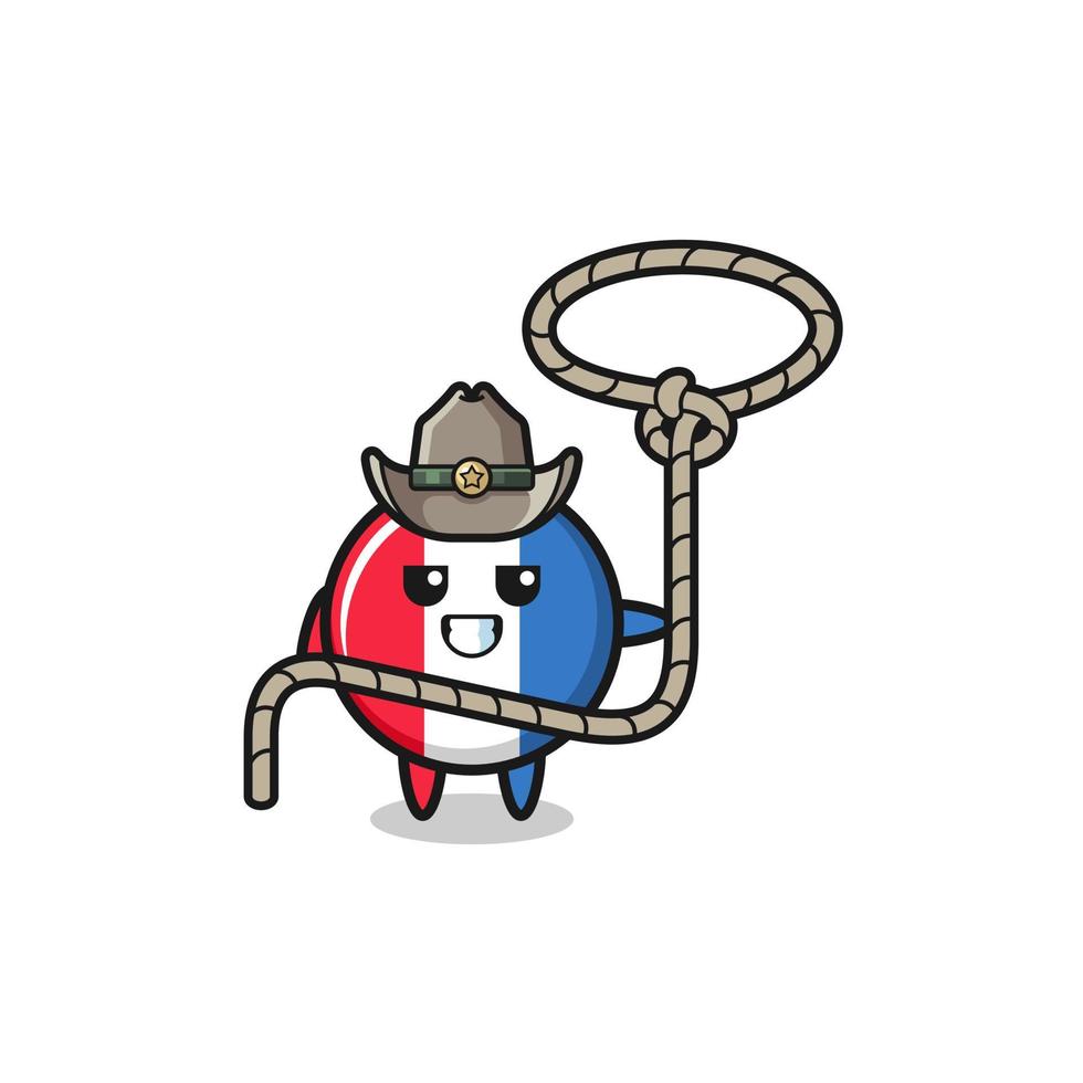 the france flag cowboy with lasso rope vector