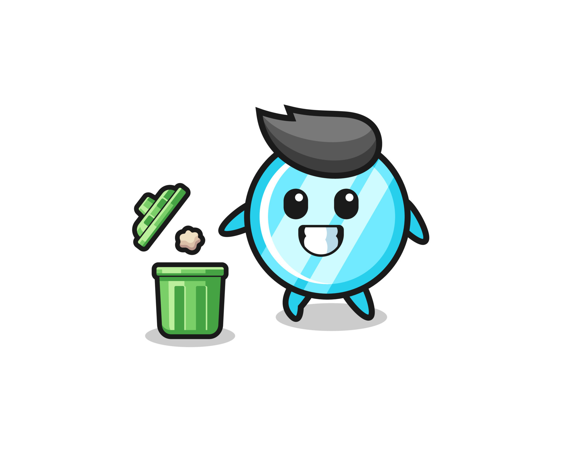 illustration of the mirror throwing garbage in the trash can 3856414 Vector Art at Vecteezy