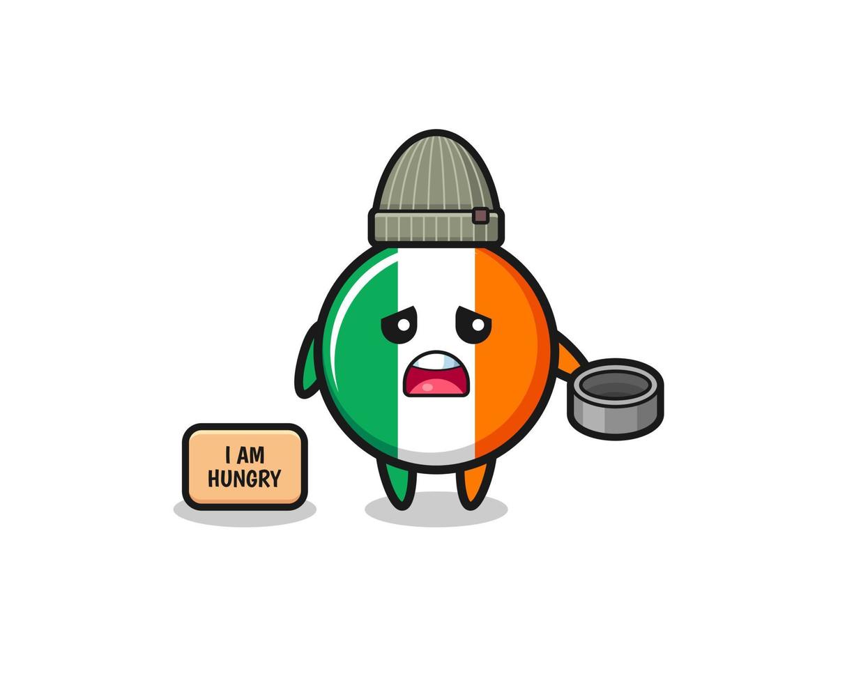 cute ireland flag beggar cartoon character vector
