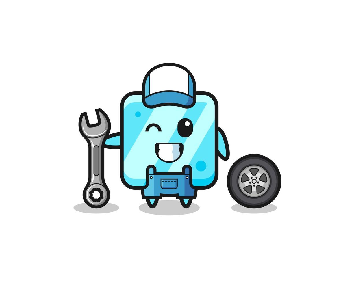 the ice cube character as a mechanic mascot vector