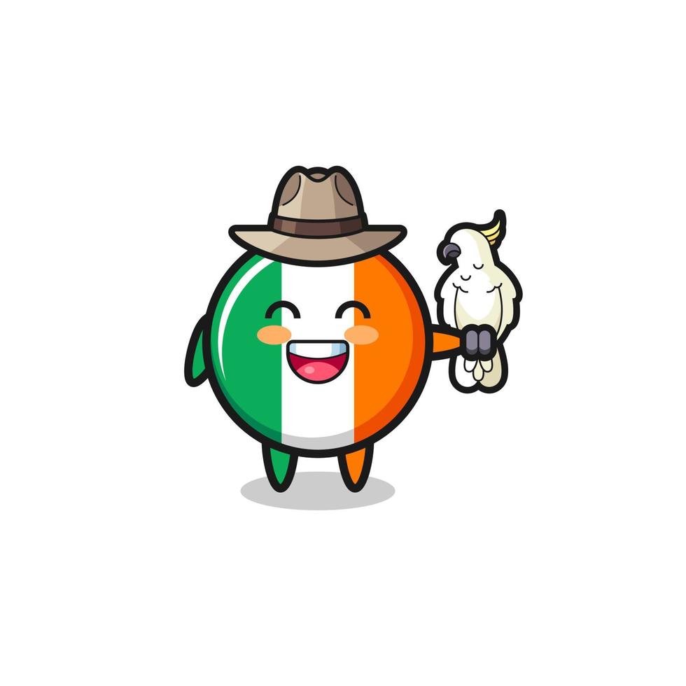 bandera de irlanda, mascota, cuidador del zoológico, con, un, loro vector