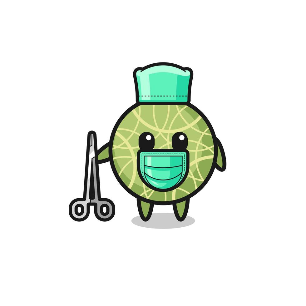 personaje de mascota de melón cirujano vector
