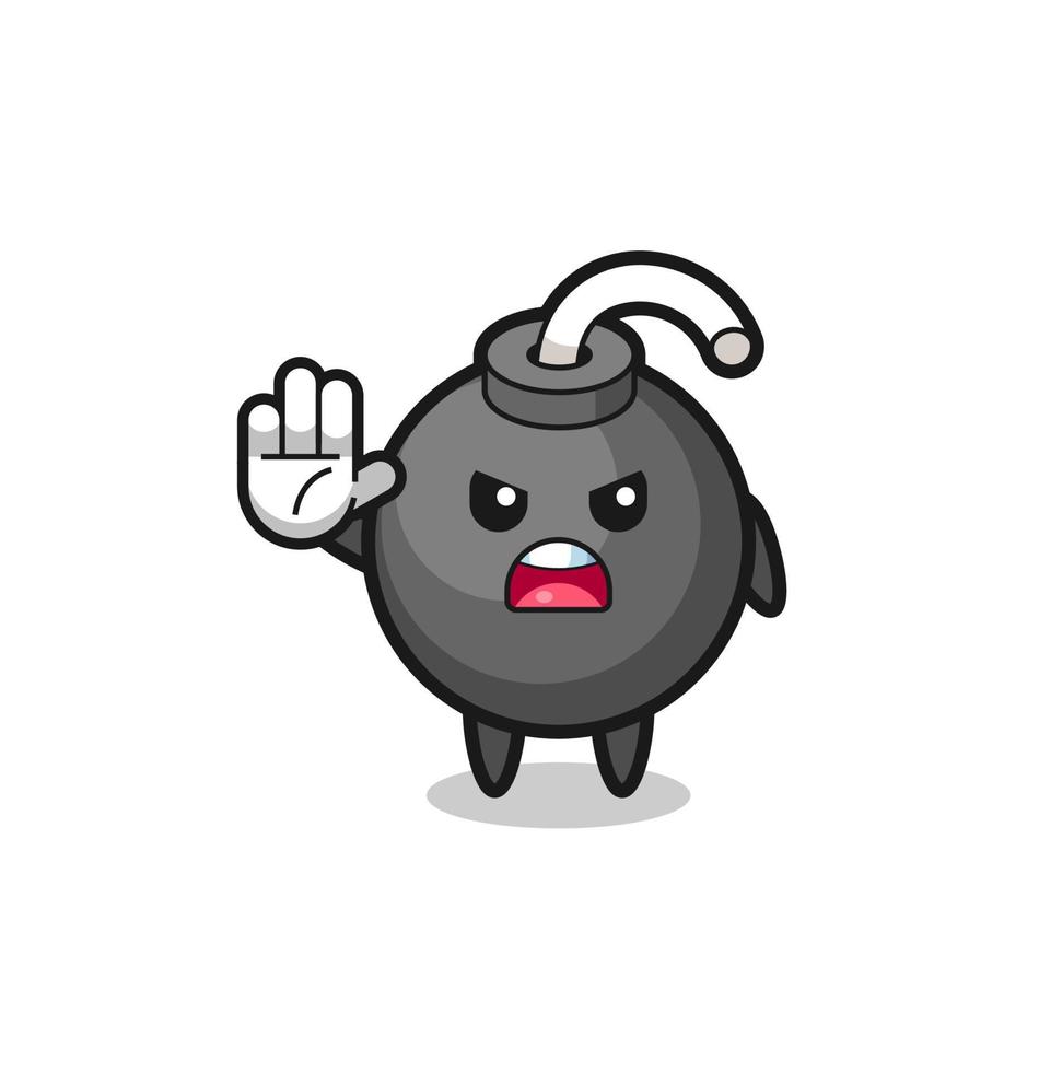 bomb character doing stop gesture vector