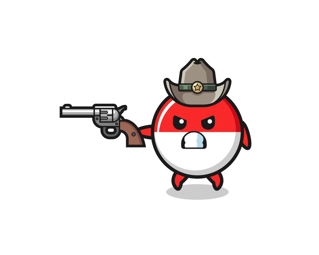 the indonesia flag cowboy shooting with a gun vector