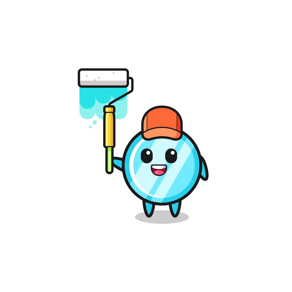 the mirror painter mascot with a paint roller vector