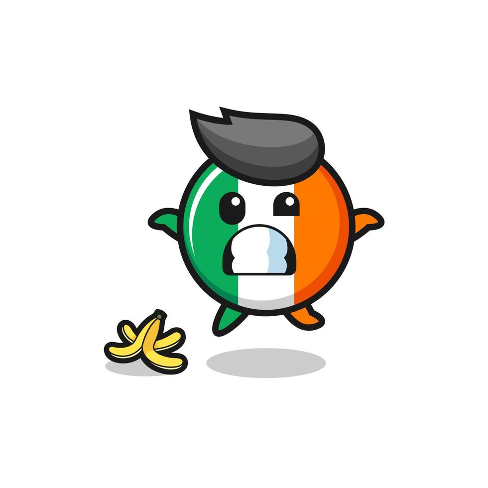 dibujos animados de la bandera de irlanda se desliza en una cáscara de plátano vector