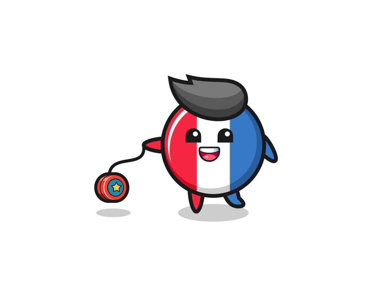 cartoon of cute france flag playing a yoyo vector