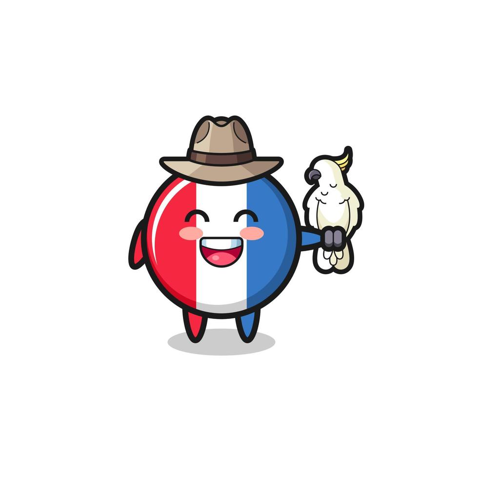 france flag zookeeper mascot with a parrot vector