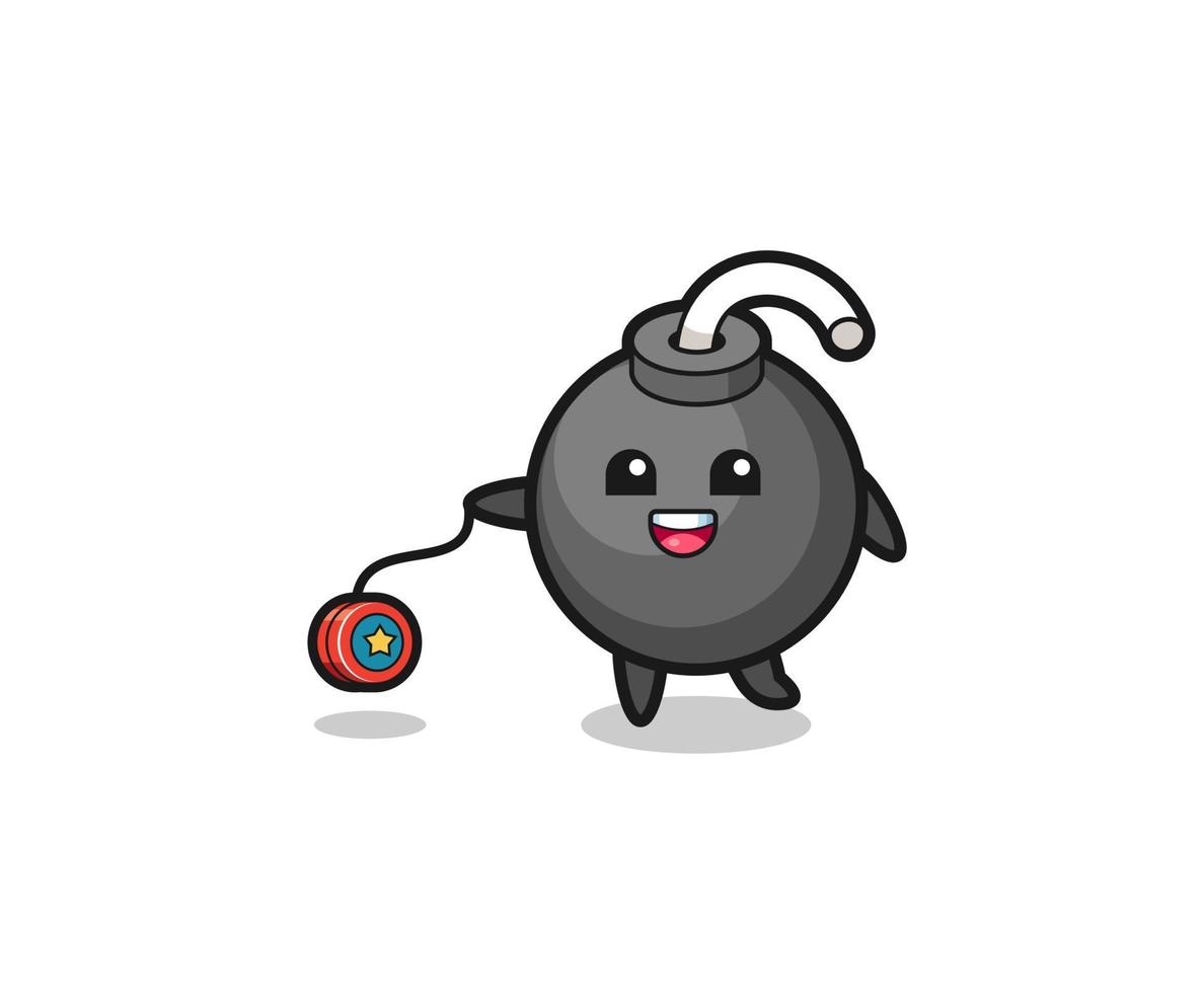 cartoon of cute bomb playing a yoyo vector