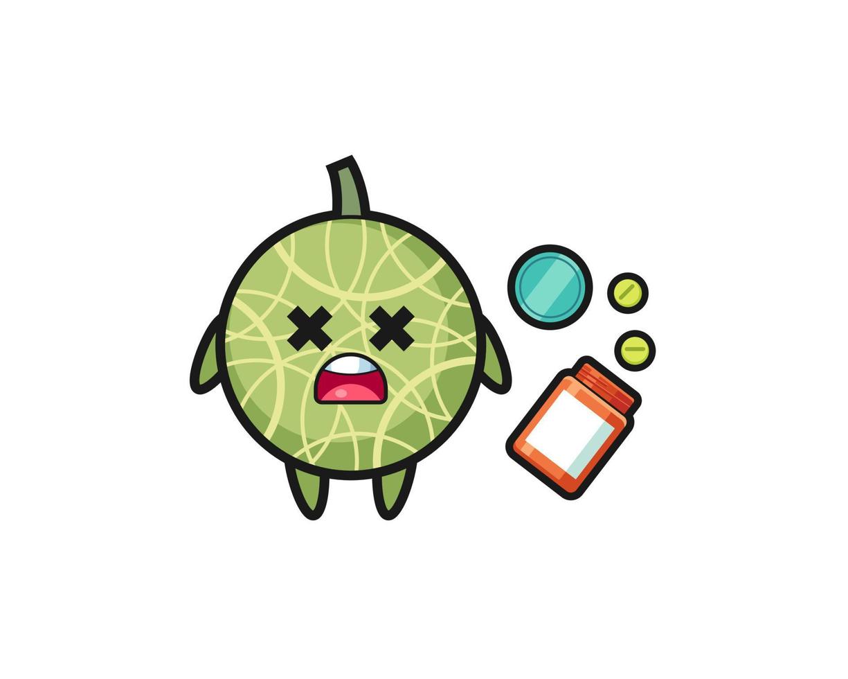 Ilustración de personaje de melón sobredosis vector