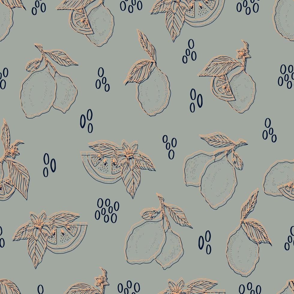 vector seamless pattern lemons and sliced lemons on a pink background. Summer lemon pattern for background, fabric, paper, textile, invitations, web pages.