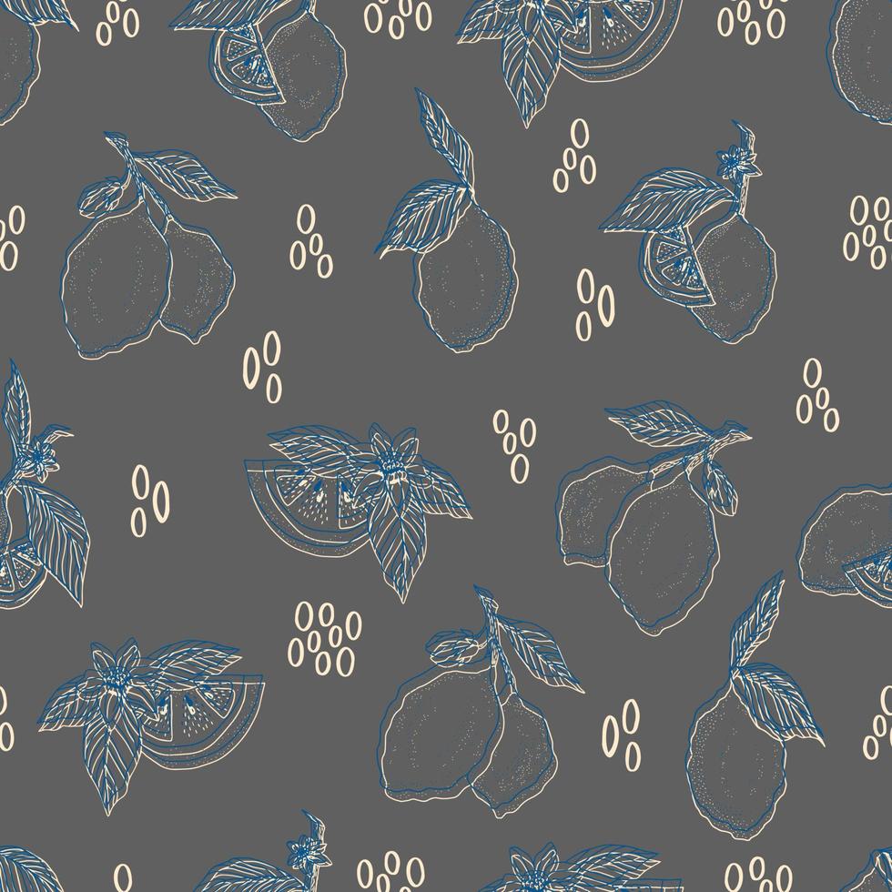 vector seamless pattern lemons and sliced lemons on a pink background. Summer lemon pattern for background, fabric, paper, textile, invitations, web pages.