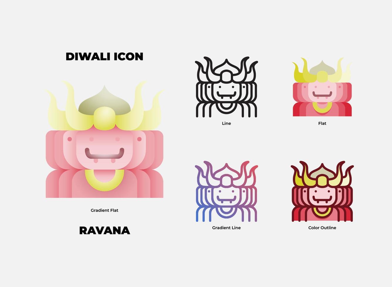 conjunto de iconos de diwali ravana. ravana es uno de los personajes malvados en la historia de diwali vector