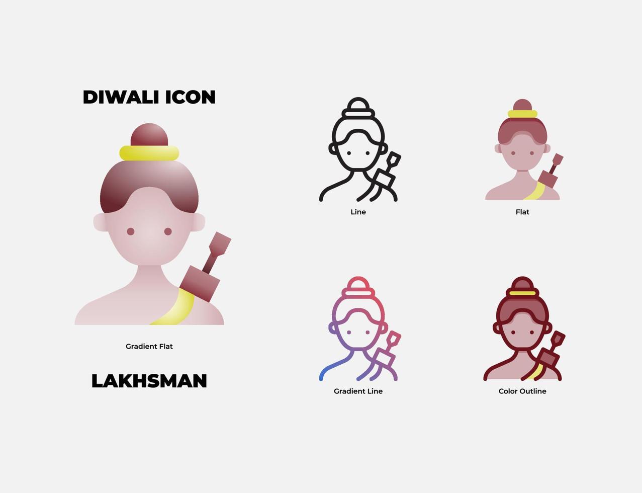 conjunto de iconos de lakhsman de carácter diwali vector