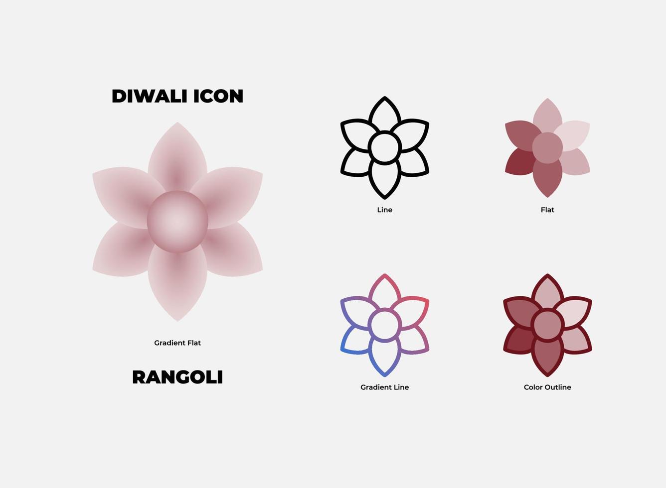 conjunto de iconos de diwali rangoli vector