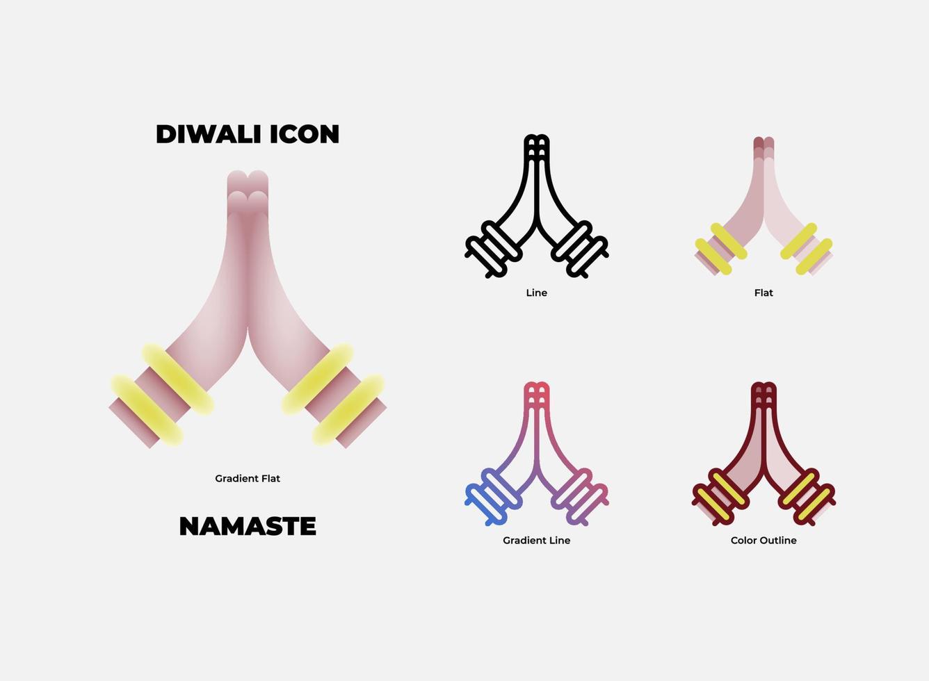 conjunto de iconos de diwali namaste vector