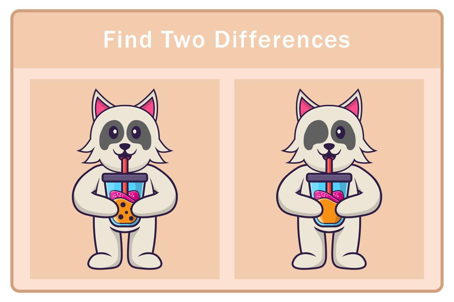 Cute dog cartoon character. Find differences. Educational game for children. Cartoon vector illustration