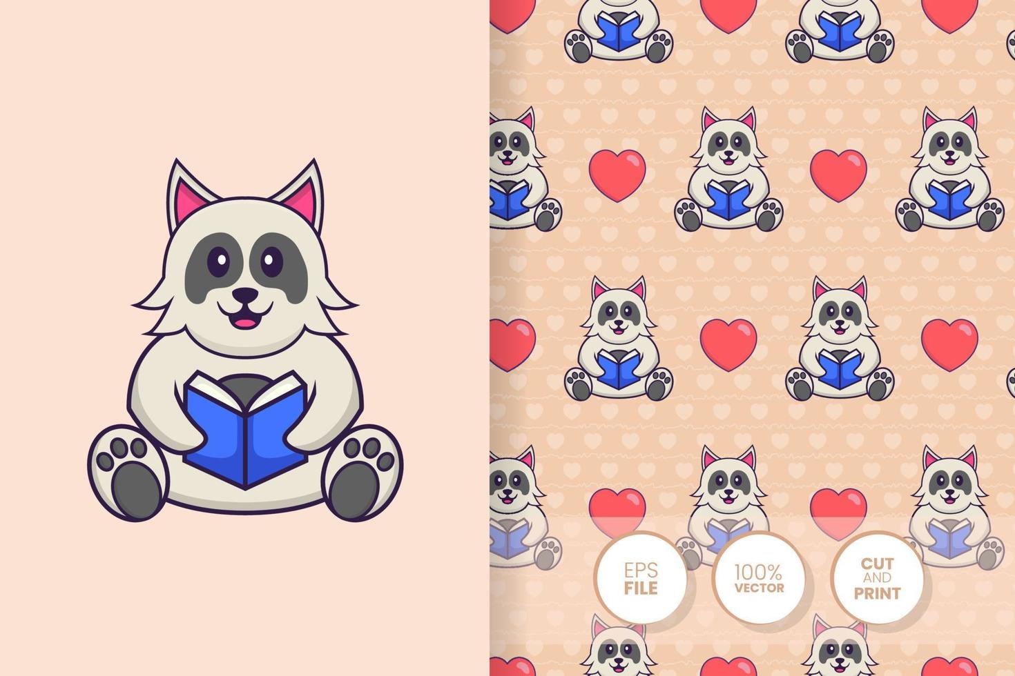 Cute dog cartoon character. seamless pattern background vector