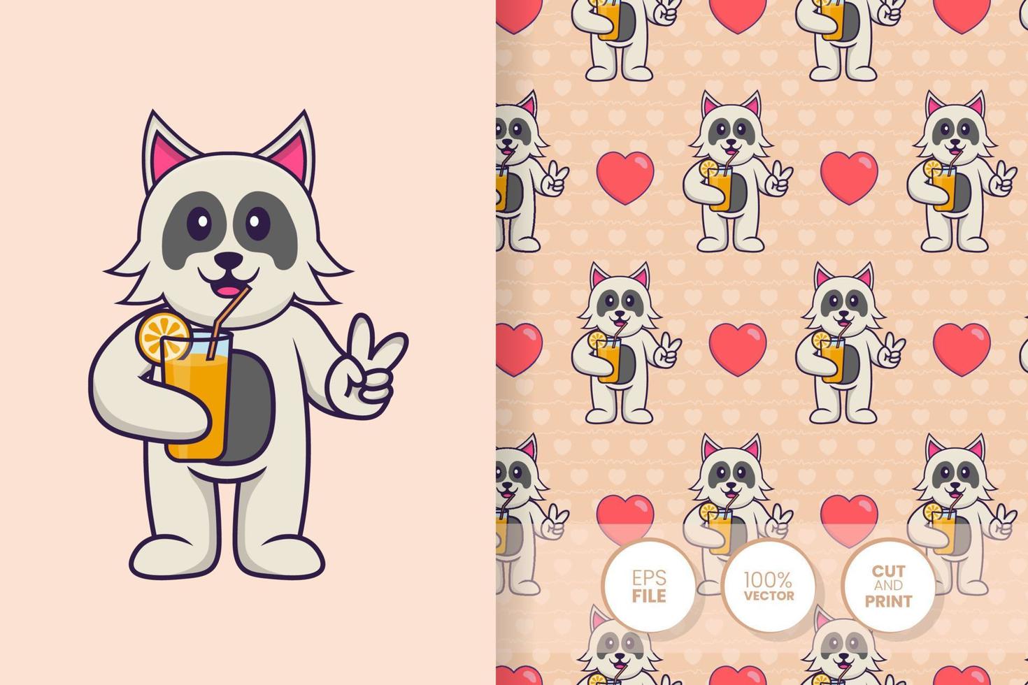 Cute dog cartoon character. seamless pattern background vector
