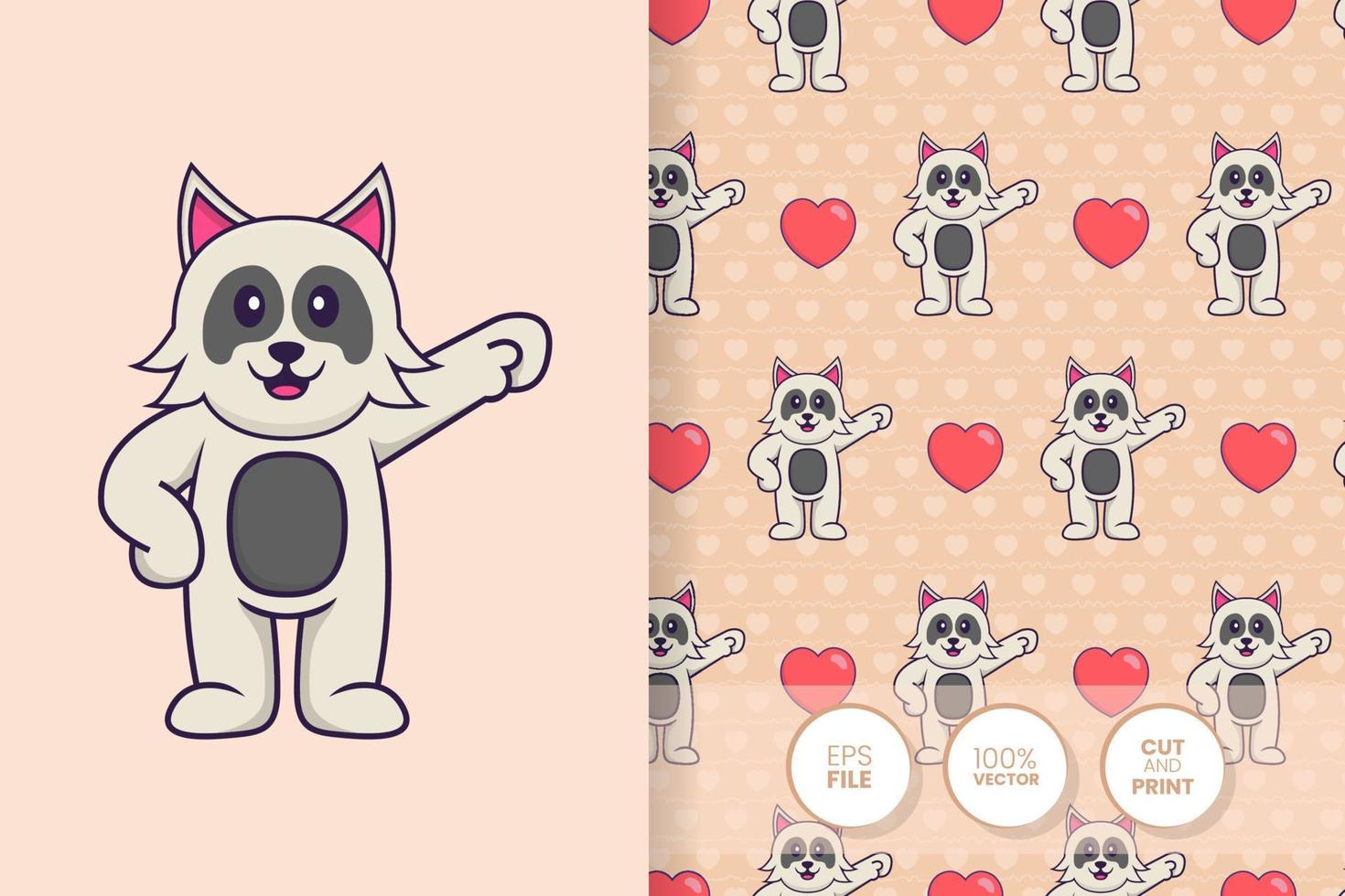 Cute dog cartoon character. seamless pattern background vector