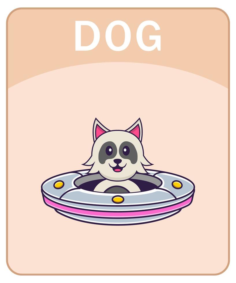 flashcard del alfabeto con personaje de dibujos animados lindo perro. vector