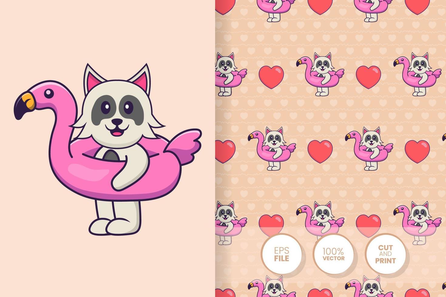 Cute dog cartoon character. seamless pattern background vector