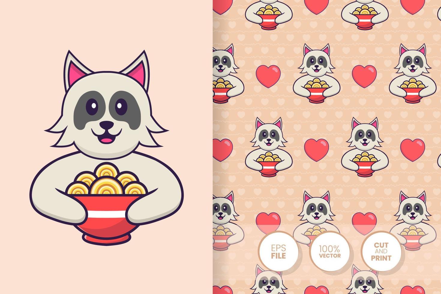Cute dog cartoon character. seamless pattern background vector