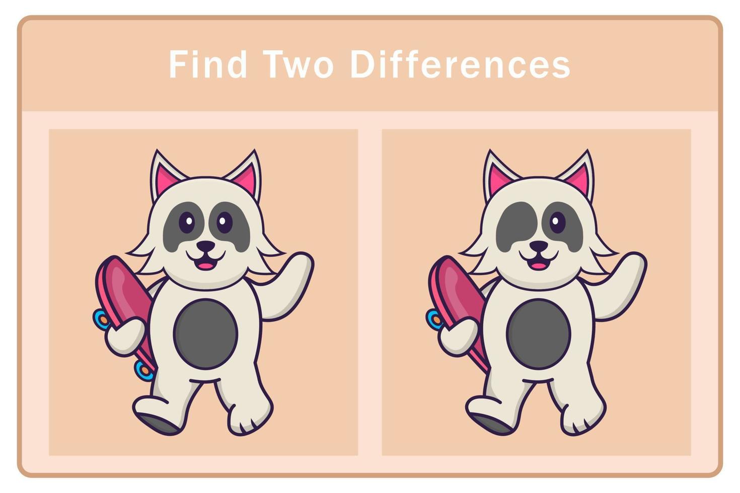 Cute dog cartoon character. Find differences. Educational game for children. Cartoon vector illustration