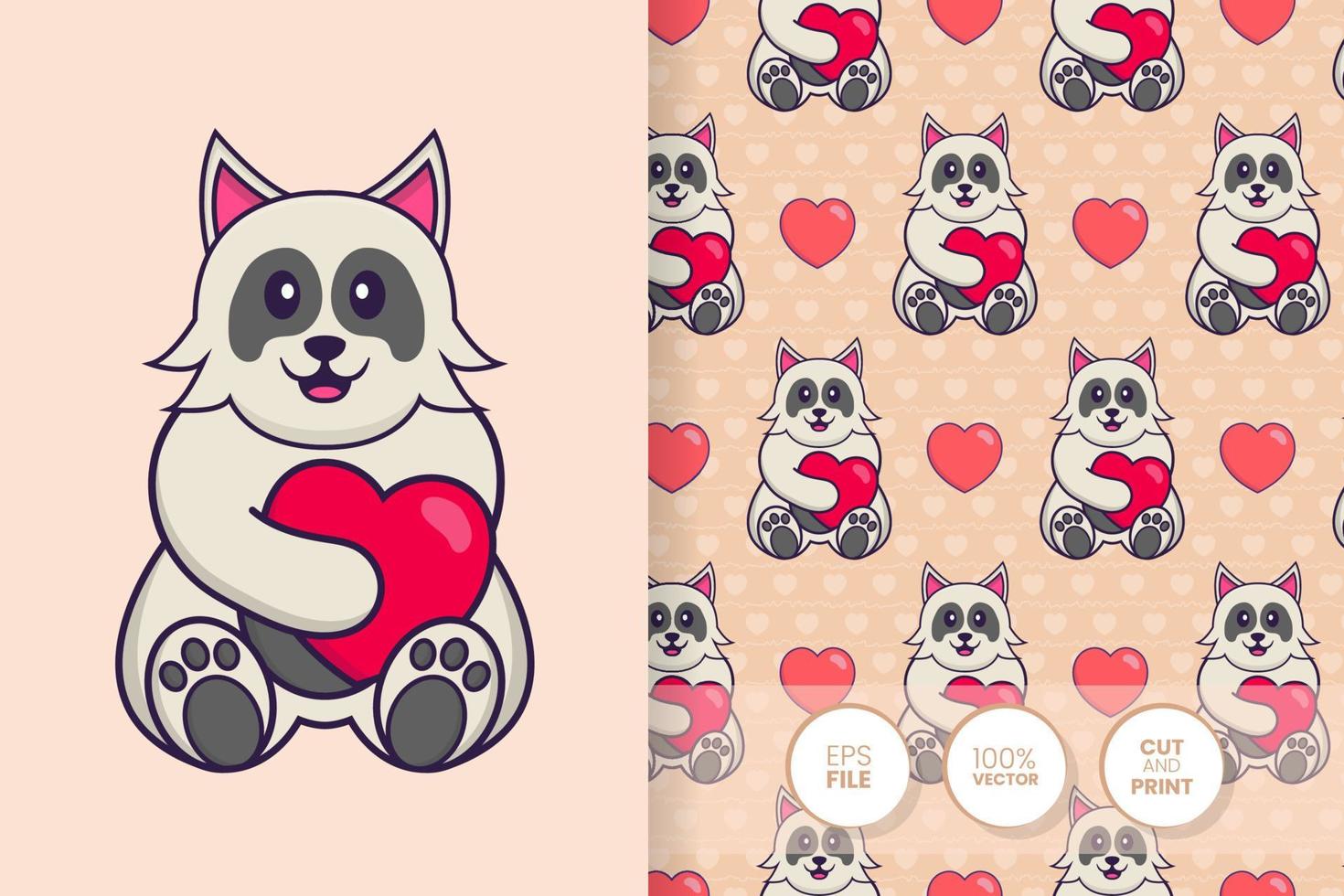 Cute dog cartoon character. seamless pattern background vector